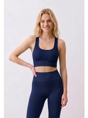 Formactive Kadın Seamless Fitilli Dikişsiz Spor Sütyeni Lacivert - Toparlayıcı Iç Giyim Sütyen 1520
