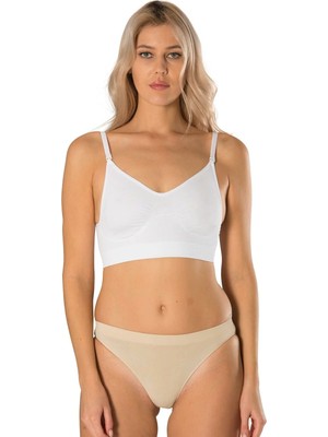 Formactive Kadın Beyaz Ayar Askılı Toparlayıcı Dikişsiz Büstiyer 1095