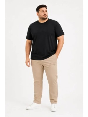 Uslucan Alışveriş Erkek Battal Big Size Basic Tişört Bisiklet Yaka Rahat Kalıp T-Shirt - Siyah