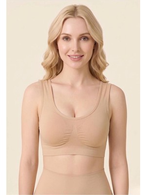 Formactive Kadın Pamuklu Toparlayıcı Bralet Sütyen – Pedli Rahat, Şık ve Günlük Kullanım - 2135 Ten