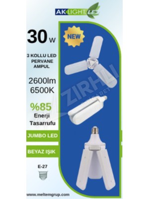 5 Adet Aklight LED Jumbo 30W Beyaz Işık Pervane