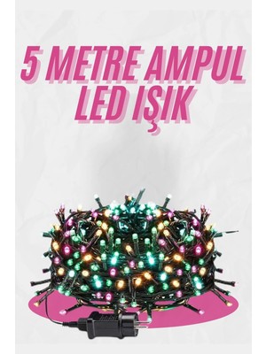 Alkasaz 5 Metre Ampul LED Işık Renkli Rgb Çok Renkli LED Aydınlatma