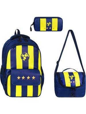 Baginn 3'lü Takım Ilkokul Çantası 40*30 cm Beslenme Çantası Kalem Kutusu Ortopedik Taraftar Okul Çantası