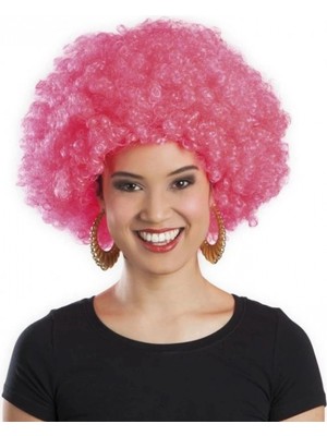 Marsilyan™- Pembe Renk Kıvırcık Afro Bonus Peruk