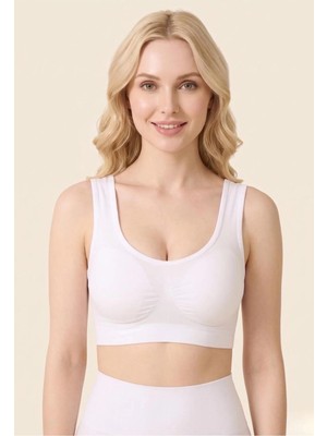 Formactive Kadın Pamuklu Toparlayıcı Bralet Sütyen – Pedli Rahat, Şık ve Günlük Kullanım - 2135 Beyaz