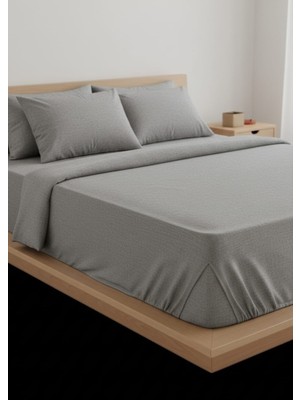 Erca Home Tekstil Ürünleri Ranforce Kumaş Yastıklı Lastikli Çift Kişilik Çarşaf Takımı/ 160X 200 Gri