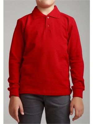 Nacar Store Kız & Erkek Çocuk Uzunkol Polo Yaka Okul T-Shırt