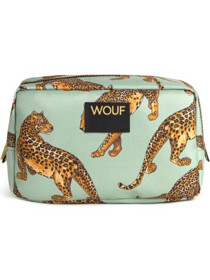Wouf Emerald Leopard Renkli Baskılı Kadın Makyaj Çantası 20 x 13 cm - Renkli Baskılı Şık Makyaj Çantası