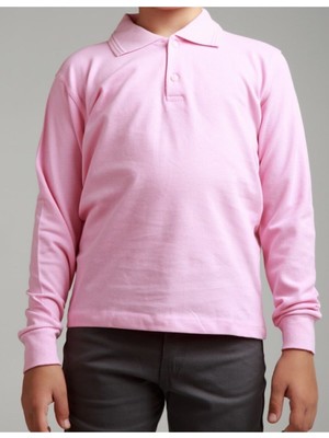 Nacar Store Kız & Erkek Çocuk Uzunkol Polo Yaka Okul T-Shırt