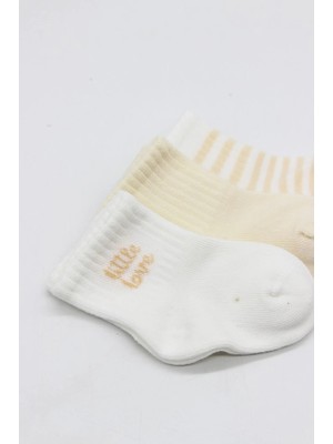 Solmazlar Online Mey Ithalat® Little Love Girl 3'lü Penye Soket Çorap 10137 Ekru