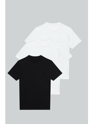 Nacar Store 3'lü Paket Premium Yazlık Düz Renk Basıc T-Shirt