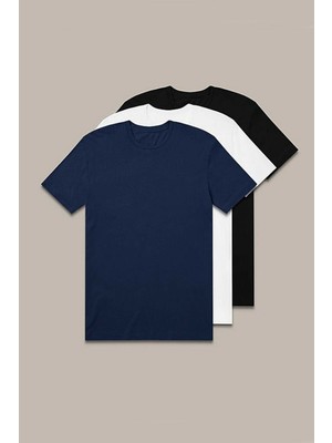 Nacar Store 3'lü Paket Premium Yazlık Düz Renk Basıc T-Shirt