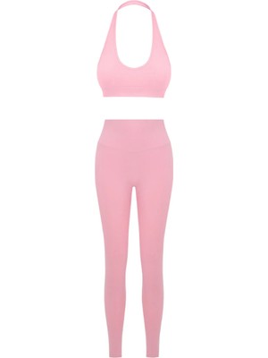 Formactive Pembe Büstiyer Push Up Dikişsiz Tayt Takım