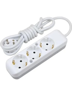 3lü Üçlü 5 Metre Uzatma Kablolu Anahtarsız Topraklı Grup Priz Elektirik Uzatma Kablosu