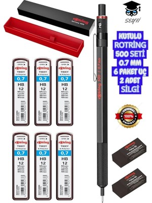 500 Versatil Kalem Seti, 0.7 Mm, Siyah, 6 Paket Uç, 2 Adet Silgi