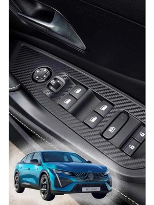 Design Peugeot 408 ile Uyumlu Iç Trim Folyo Kaplama Set Mat Karbon Siyah