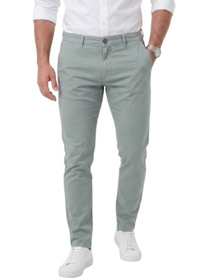 Deepsea Erkek Açık Yeşil Slim Fit Pamuklu Likralı Chino Spor Pantolon 2601745
