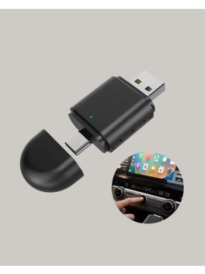 Kablosuz Carplay ve Android Auto Dönüştürücü – Usb-A & Type-C Girişli Akıllı Adaptör