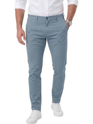 Deepsea Erkek Mavi Slim Fit Pamuklu Likralı Chino Spor Pantolon 2601745