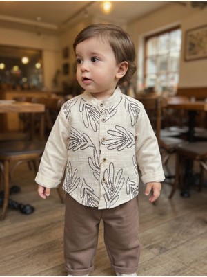 Beyzco Kids Erkek Bebek Salopetli Gömlek Pantolon Takım