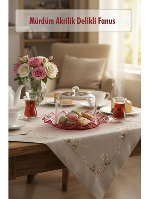 Mürdüm Akrilik Delikli Fanus Sunum ve Saklama Kabı - 2 Parça