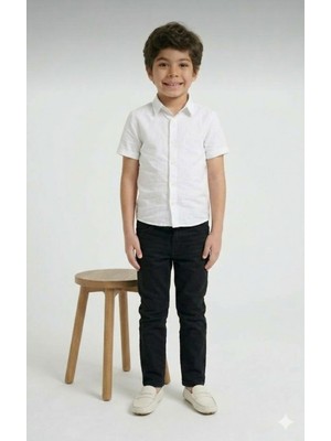 Nacar Store Erkek Çocuk 23 Nisan 29 Ekim Gösteri Kıyafeti Kısa Kol Gömlek ve Içten Bel Ayarlamalı Pantolon Takım