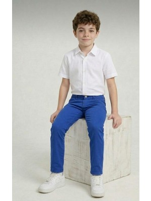 Nacar Store Erkek Çocuk 23 Nisan 29 Ekim Gösteri Kıyafeti Kısa Kol Gömlek ve Içten Bel Ayarlamalı Pantolon Takım