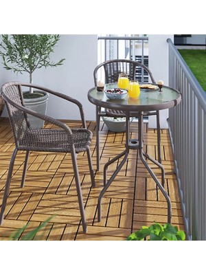 Koçtaş Bari Bistro Bahçe Balkon Seti Kahverengi Rattan Malzeme ile Modern Tasarım ve Konforlu Kullanım