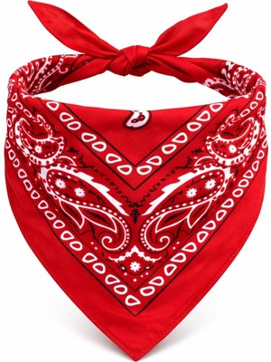 Marsilyan Kırmızı Kovboy Fuları Çocuk Bandana Western Desenli Boyun Fuları (4887)