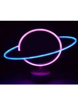 Marsilyan™- Neon Işıklı Satürn Lamba Pil+Usb MZ-503