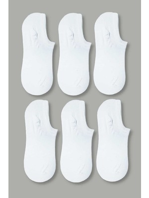 Nacar Store Erkek Beyaz Bambu Görünmez Spor Ayakkabı Çorabı 6'lı