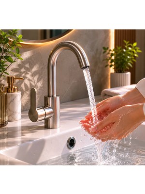 Mixsa Premium Inox Lavabo Bataryası Çeşmesi Musluğu Lüx ve Modern Tasarım Lavabo Bataryası