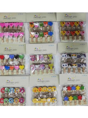 Marsilyan™- 10'lu Şekilli Ahşap Mandallar 3.5cm (10'lu Set-10 Paket)
