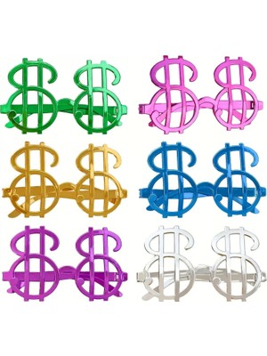Marsilyan™- Dolar Şekilli Metalize Parti Gözlüğü 6 Adet