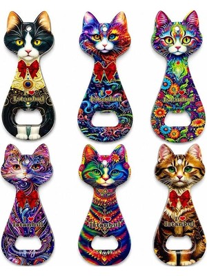 Marsilyan™- Kedi Tasarımı Istanbul Temalı Buzdolapı Süsü Magnet ALK5408