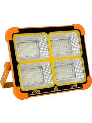 Güneş Enerjili Portatif Solar LED Projektör | IP66 Su Geçirmez, 4 Işık Modu, 2200 Lümen, Taş