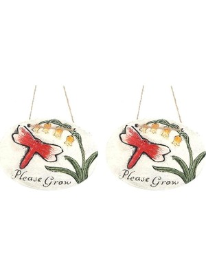 Adet Asılabilir Balkon ve Bahçe Süsü Kırmızı Yusufçuk Desenli Oval 17X15X1,3CM Duvar Süsü,t