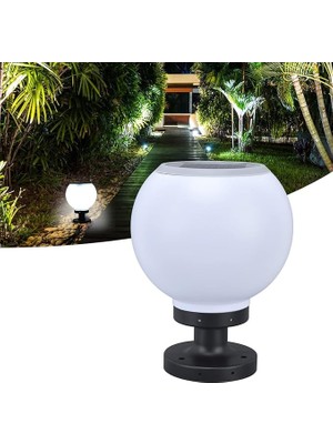 Set Üstü Küre Solar Led, Bahçe Lambası 30W, Güneş Enerjili, 220V Elektrikli Hibrit, E27 Duy,