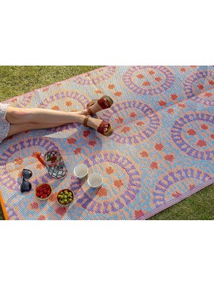 Dış Mekan Halısı | Dokuma Su Geçirmez Plastik, Geometrik Desenli Hafif Mat | Bahçe, Veranda, D