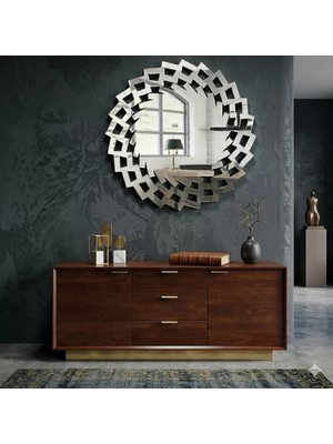 Ergün Collection 40X40 cm Kırılmaz Pleksi Dekoratif Duvar Aynası - Modern Geometrik Tasarım 1. Sınıf Ayna