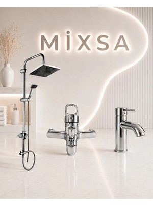 Mixsa Lüx Premium Krom Robot Duş Seti Banyo-Lavabo Bataryası 3'lü Set Avantajlı Modern Tasarımlı Premium Set