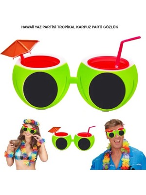 Premini Tropikal Hawaii Temalı Renkli Karpuz Şekilli Gözlük, Yaz Şıklığı