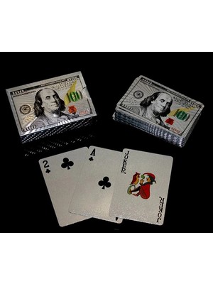 Marsilyan™- Dolar Tasarımlı Gümüş Iskambil Oyun Kartı ALK2810