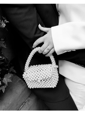 Ravinity Mini Boy Krem Incili Kutu Çanta Söz Nişan Nikah Düğün Için Gelin El Çantası