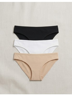 Nacar Store Kadın 3'lü Paket Pamuklu Likralı Slip Külot