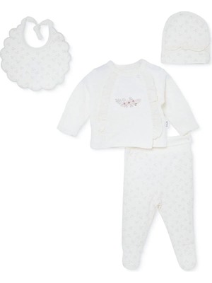 Bebetto Kız Bebek 5li Hastane Çıkışı Çiçek Baskılı Çıtçıtlı Bisiklet Yaka Long Sleeve Patikli