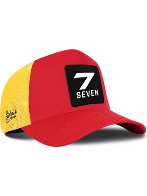 BlackBörk 7 Numara Logolu Kırmızı-Sarı Trucker Şapka