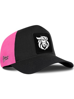 BlackBörk Aslan Logolu Cordura Siyah-Pembe Trucker Şapka