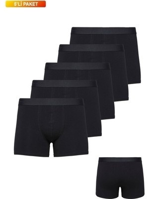 Nacar Store Erkek Boxer Pamuklu Likralı 5'li Paket