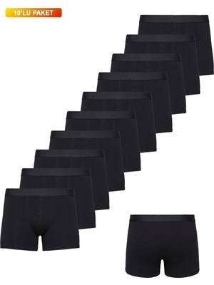 Nacar Store Erkek 10'lu Paket Pamuklu Likralı Boxer